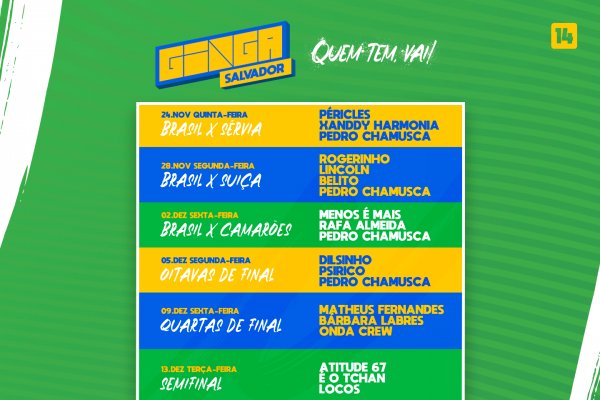 Ginga Salvador apresenta grade completa de atrações e abre venda para novas datas